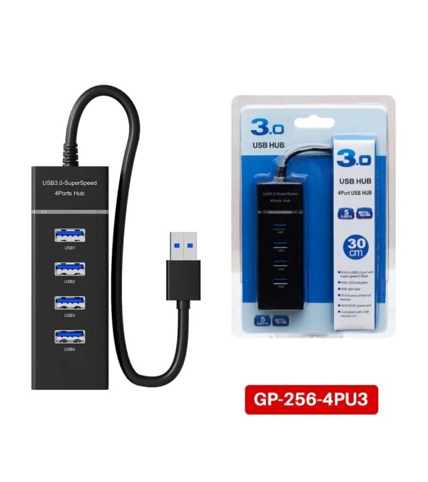 Hub con 4 Puertos USB 3.0 5gbps 30 cm Indicador Led Super Speed