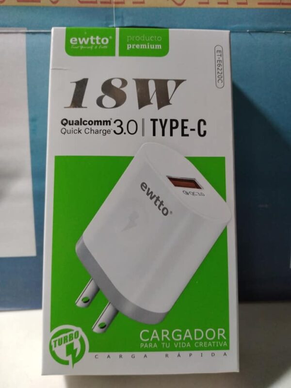 Cargador ewtto Tipo V8 Carga rapida 3.0 A/ 18w - Imagen 2